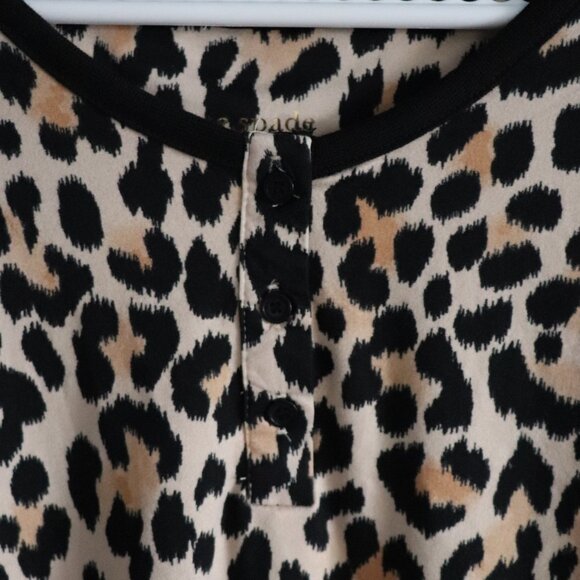 Kate Spade Leopard Print Black Medium 2-Piece Henley Jogger Pj Lounge Set - Picture 5 of 15